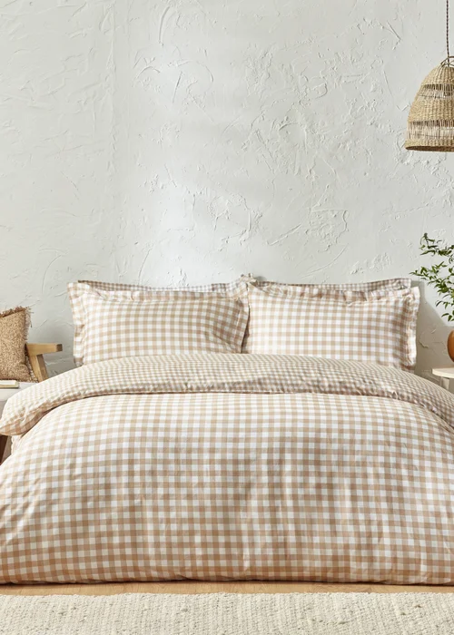 Yard Barton Gingham Check Biscuit Duvet Cover Set - Single Image 4