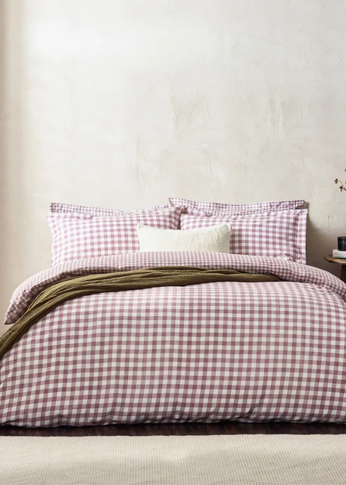 Yard Barton Gingham Check Berry Duvet Cover Set - Single Image 1
