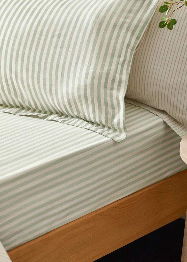 Yard Hebden Melange Stripe Eucalyptus Pillowcase
