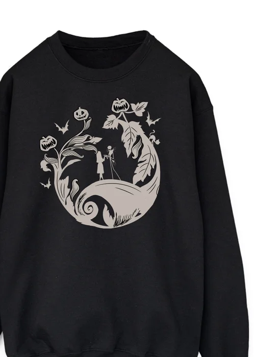 Spiral Galaxy Disney The Nightmare Before Christmas Leaves Women's Black Graphic Sweatshirt - Small Image 2