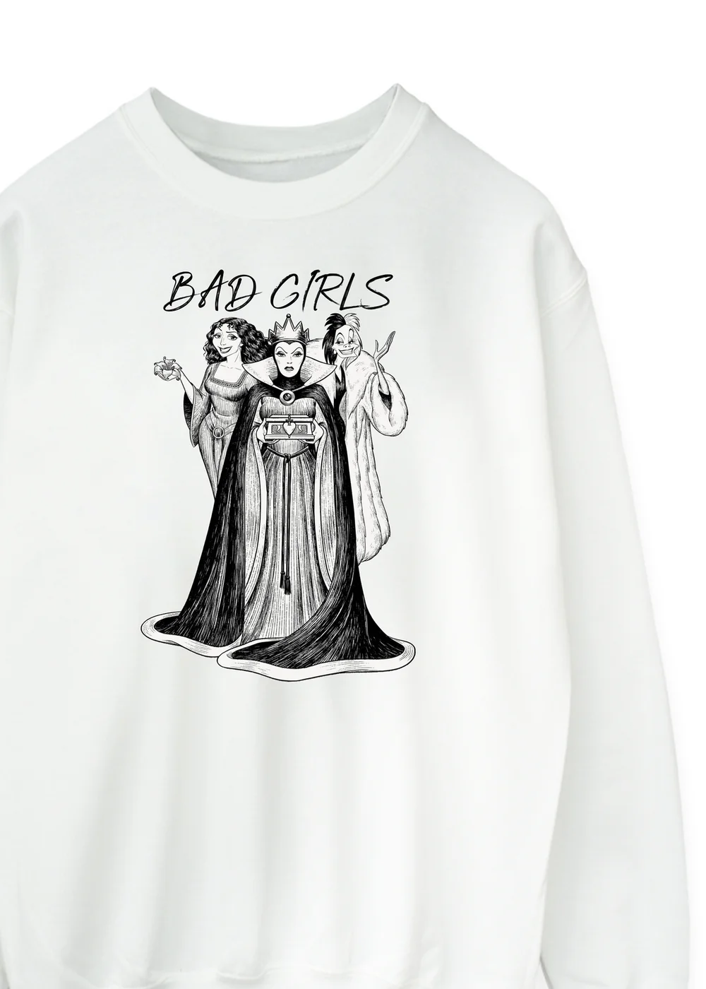 Spiral Galaxy Disney Villains Bad Girls White Graphic Sweatshirt - Small Image 2