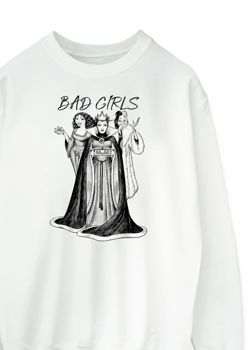 Spiral Galaxy Disney Villains Bad Girls White Graphic Sweatshirt - Small Image 2