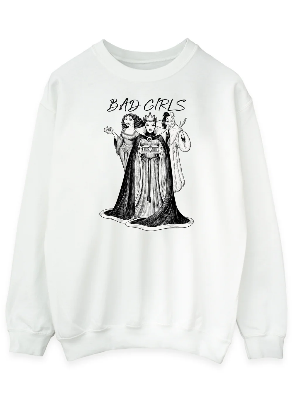 Spiral Galaxy Disney Villains Bad Girls White Graphic Sweatshirt - Small Image 1