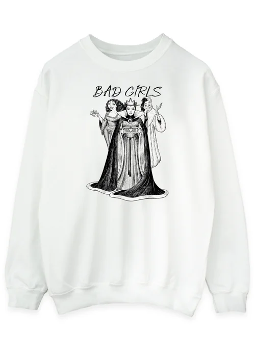 Spiral Galaxy Disney Villains Bad Girls White Graphic Sweatshirt - Small Image 1