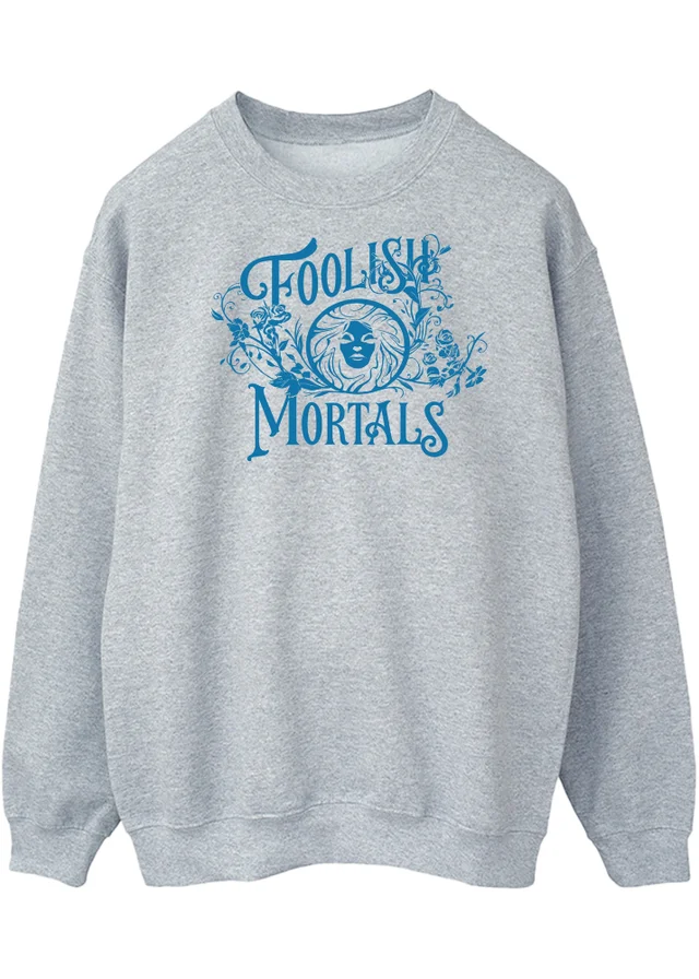 Spiral Galaxy Disney Haunted Mansion Foolish Mortals Men's Grey Graphic Sweatshirt