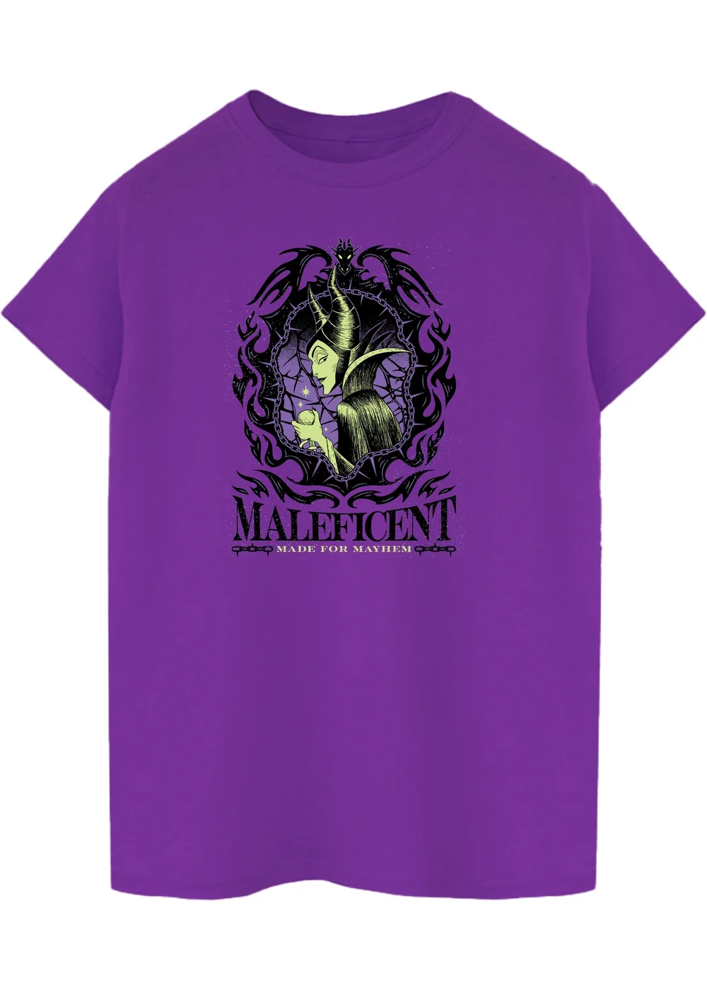 Spiral Galaxy Disney Villains Maleficent Boyfriend Fit Women's Purple Graphic Boyfriend Fit T-Shirt - S Image 1