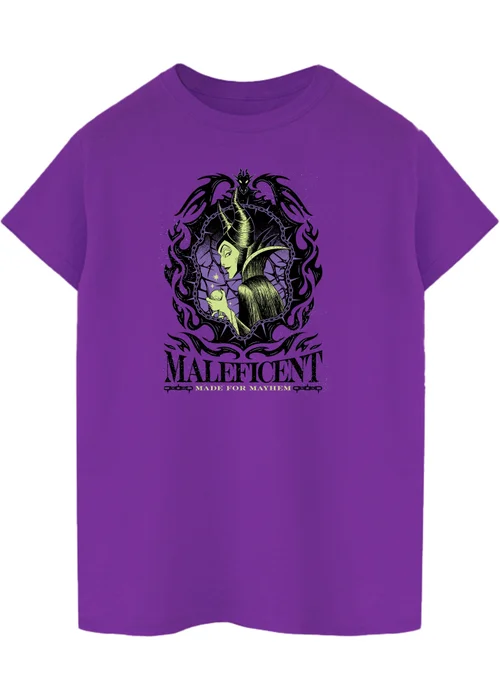 Spiral Galaxy Disney Villains Maleficent Boyfriend Fit Women's Purple Graphic Boyfriend Fit T-Shirt - S Image 1
