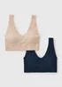 2 Pack Nude Seam Free Ribbed Bralettes - S Image 1