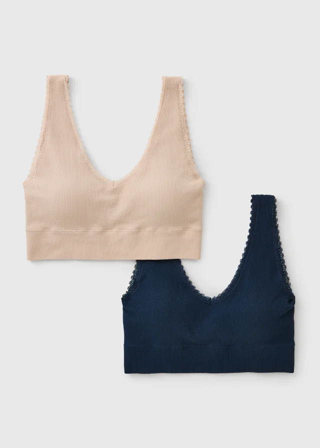 2 Pack Nude Seam Free Ribbed Bralettes