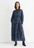 Gini London Blue Animal Print Shirred High Neck Maxi Dress - 8 Image 2