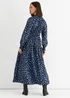 Gini London Blue Animal Print Shirred High Neck Maxi Dress - 8 Image 3