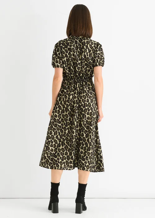 Gini London Green Animal Print Ruffle Neck Midi Dress - 16 Image 2