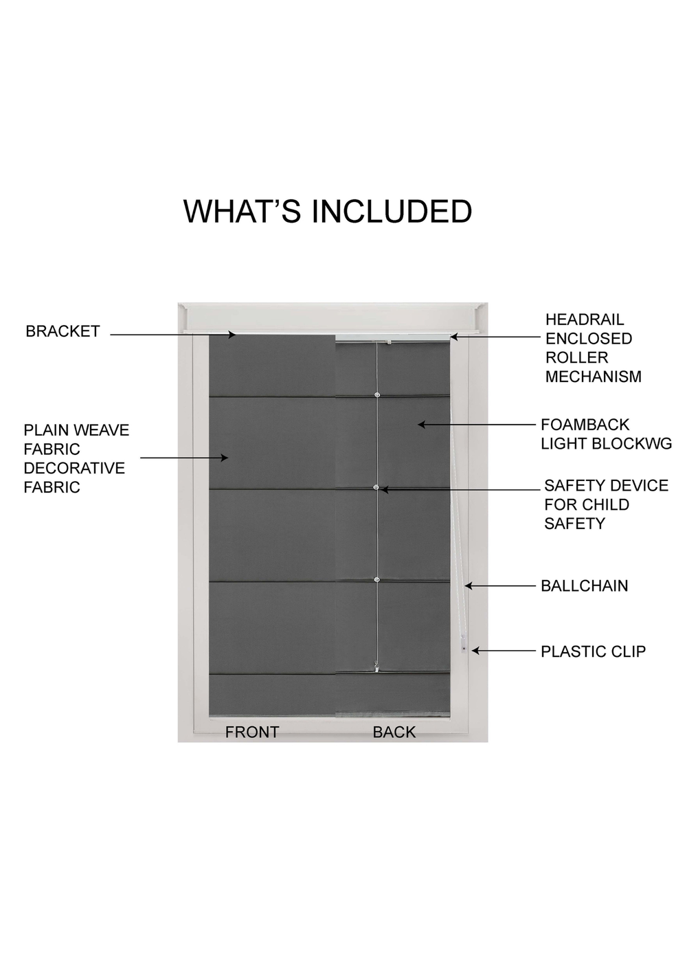 Little Black Book Charcoal Blackout Roman Blind - 60x140cm Image 4