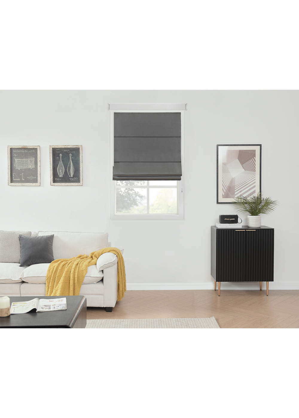 Little Black Book Charcoal Blackout Roman Blind - 60x140cm Image 1