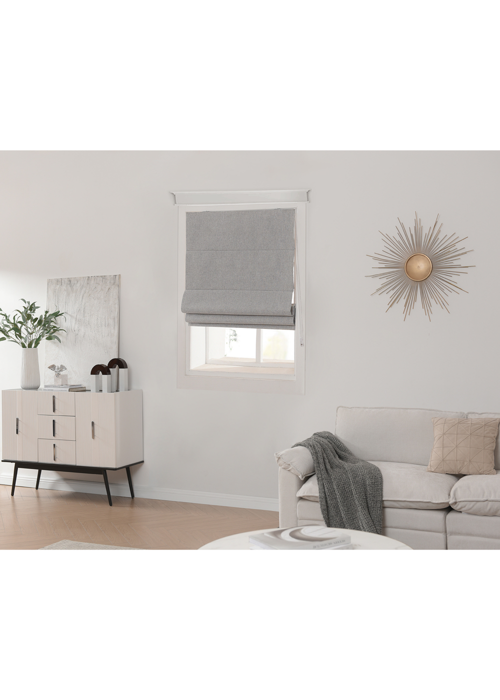 Little Black Book Linen Look Grey Blackout Roman Blind - 60x140cm Image 2