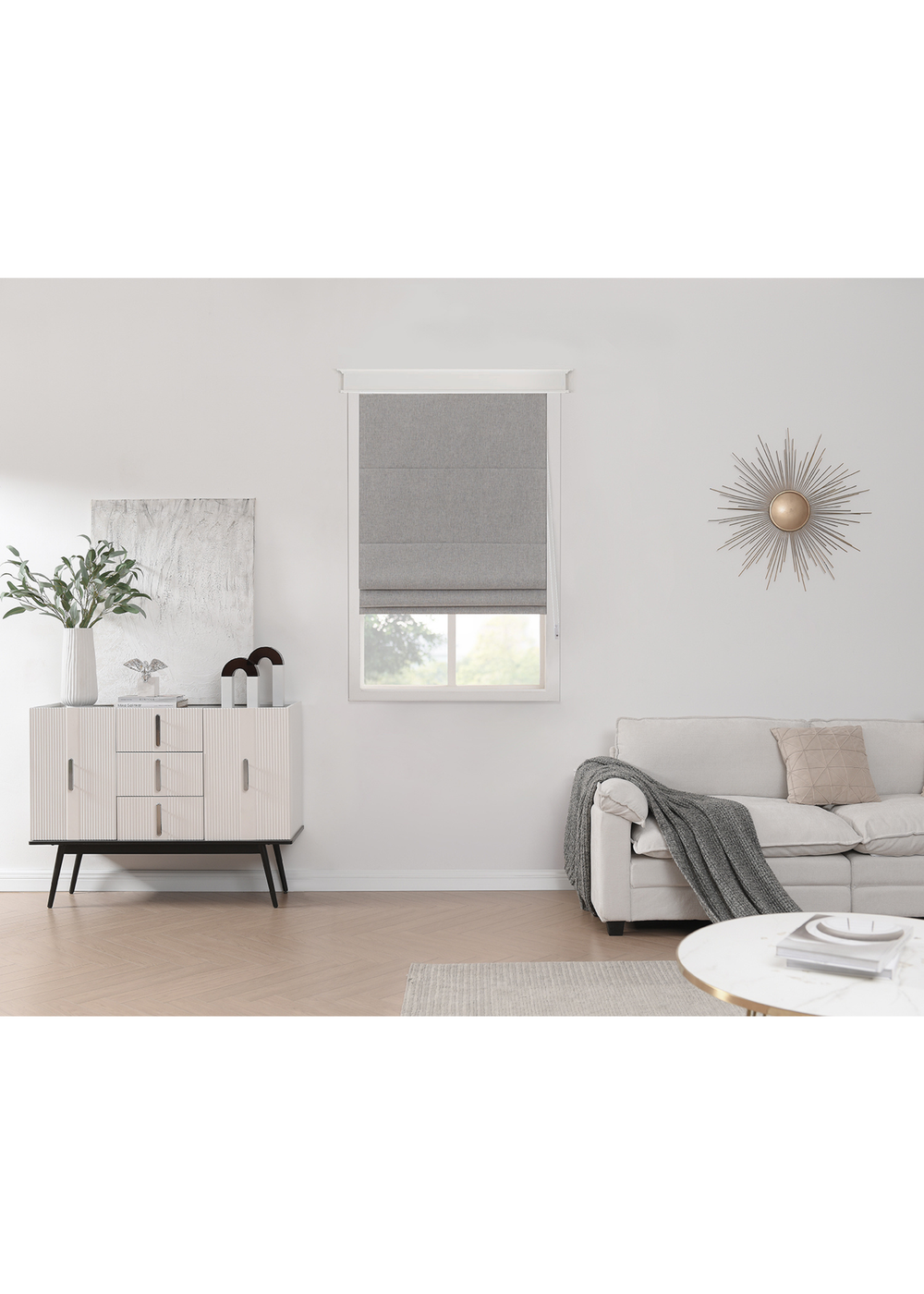 Little Black Book Linen Look Grey Blackout Roman Blind - 60x140cm Image 1