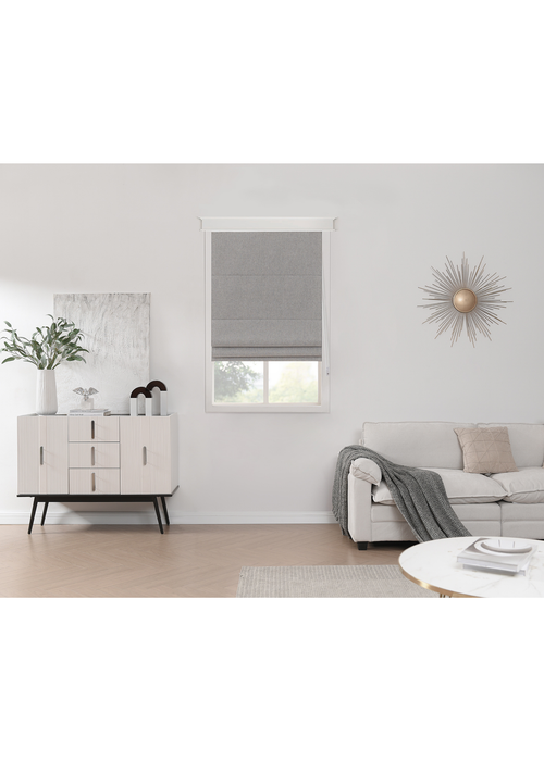 Little Black Book Linen Look Grey Blackout Roman Blind - 60x140cm Image 1