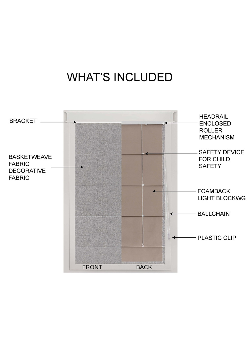 Little Black Book Linen Look Grey Blackout Roman Blind - 60x140cm Image 4