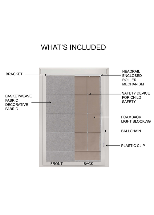Little Black Book Linen Look Grey Blackout Roman Blind - 60x140cm Image 4