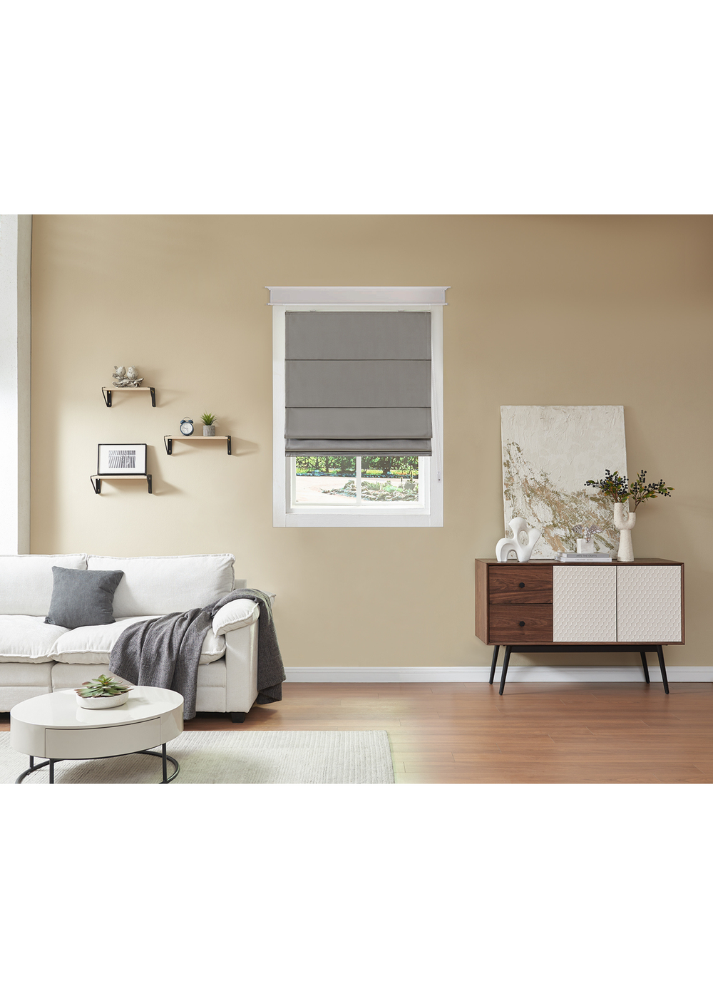 Little Black Book Dove Grey Blackout Roman Blind - 60x140cm Image 1