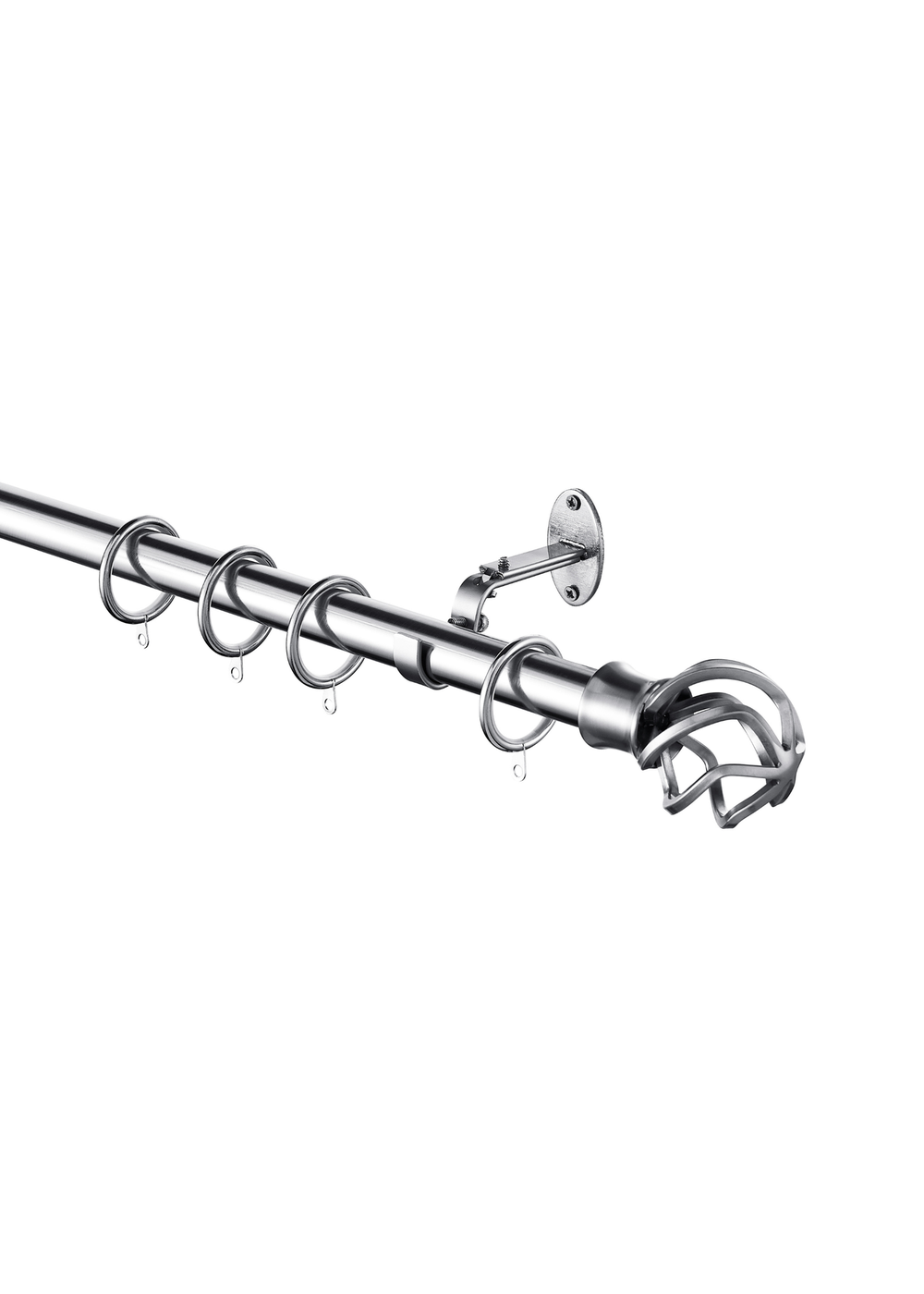 Little Black Book Stainless Steel Extendable Caged Ball Curtain Pole - 70-120cm Image 3