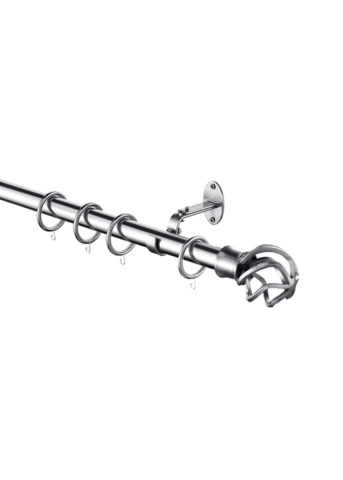 Little Black Book Stainless Steel Extendable Caged Ball Curtain Pole - 70-120cm Image 3