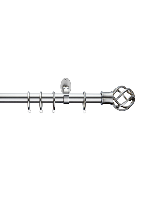 Little Black Book Stainless Steel Extendable Caged Ball Curtain Pole - 70-120cm Image 1