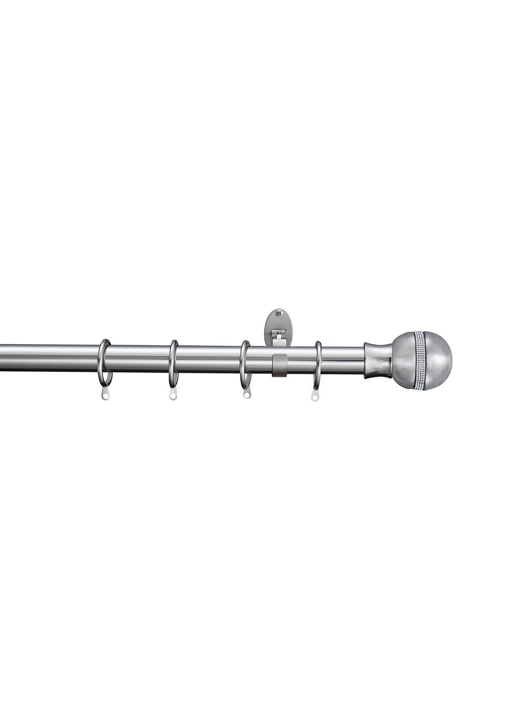 Little Black Book Stainless Steel Extendable Diamante Ball Curtain Pole - 70-120cm Image 1