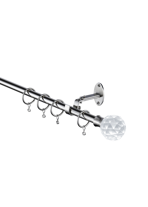 Little Black Book Stainless Steel Extendable PS Faceted Ball Curtain Pole - 70-120cm Image 3