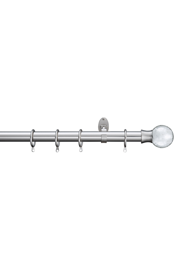 Little Black Book Stainless Steel Extendable Metallic Crackle Glass Ball Curtain Pole