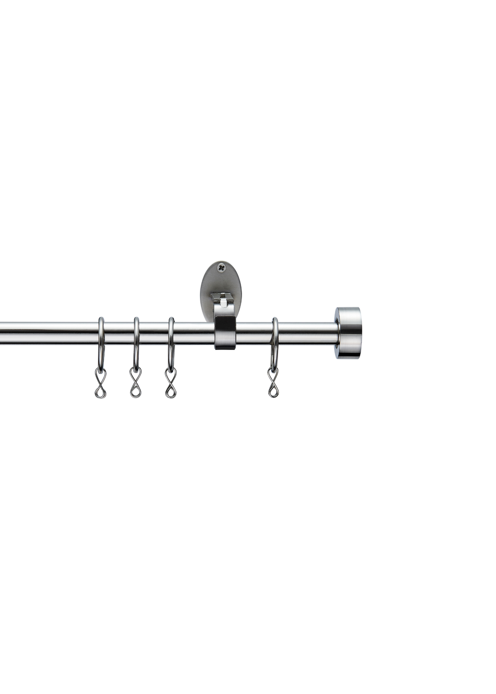 Little Black Book Stainless Steel Extendable Stopped Curtain Pole - 120-210cm Image 1