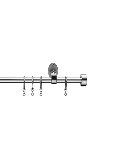 Little Black Book Stainless Steel Extendable Stopped Curtain Pole - 120-210cm Image 1