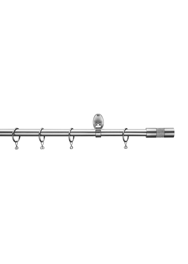 Little Black Book Silver Steel Extendable Diamante Cylinder Curtain Pole(110cm-300cm)