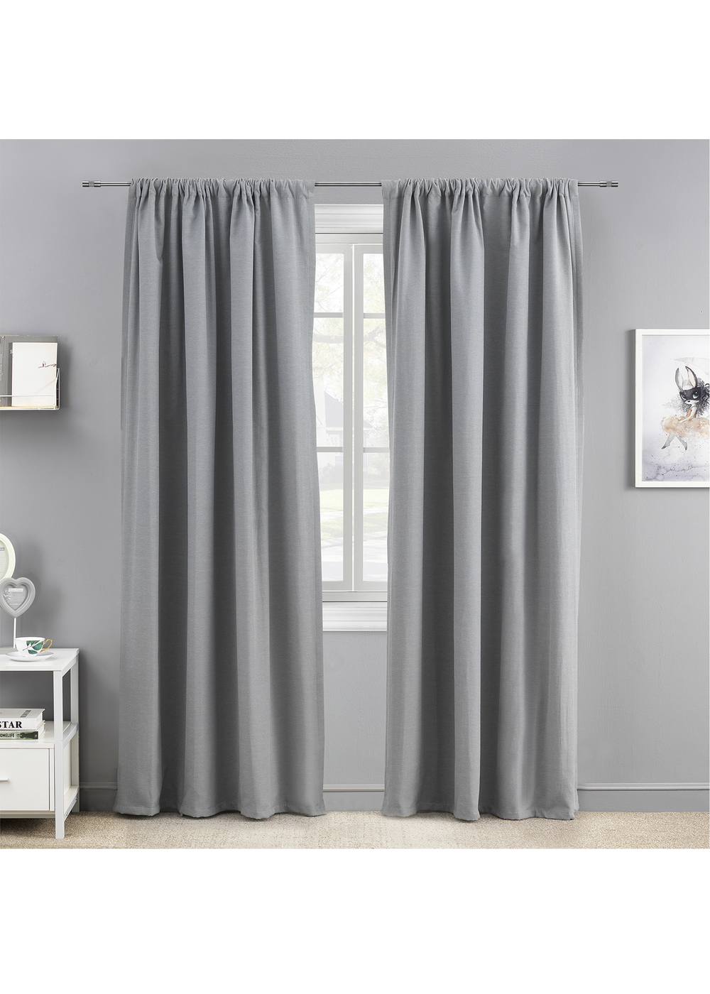 Little Black Book Silver Steel Extendable Diamante Cylinder Curtain Pole(110cm-300cm) - 70-120cm Image 2