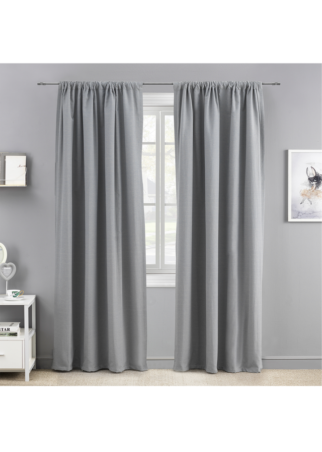 Little Black Book Silver Steel Extendable Diamante Cylinder Curtain Pole(110cm-300cm)