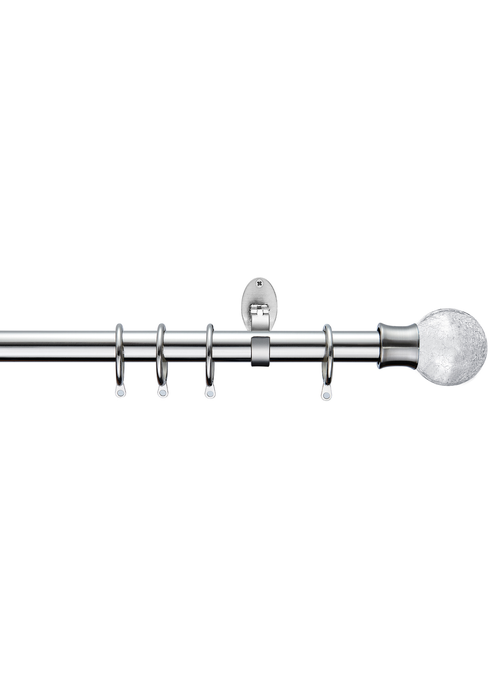 Little Black Book Stainless Steel Extendable Clear Crackled Ball Curtain Pole - 70-120cm Image 1