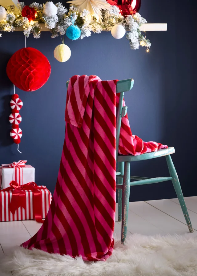 Fusion Candy Stripe Throw Digitally Printed Pink Throw