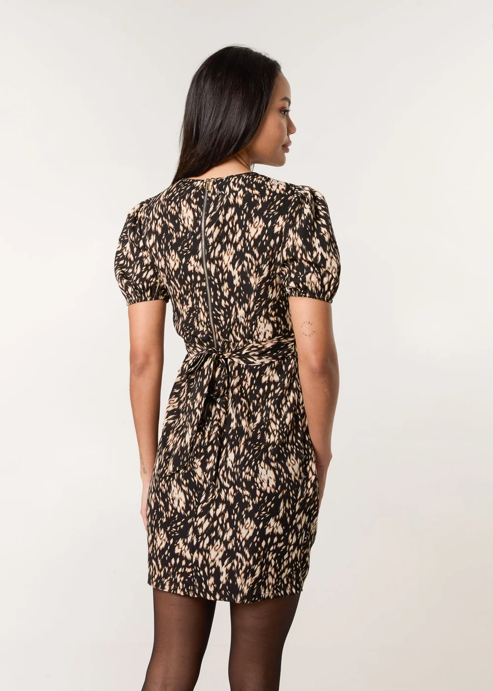 Blue Vanilla Black Floral Tulip Hem Dress - 8 Image 4