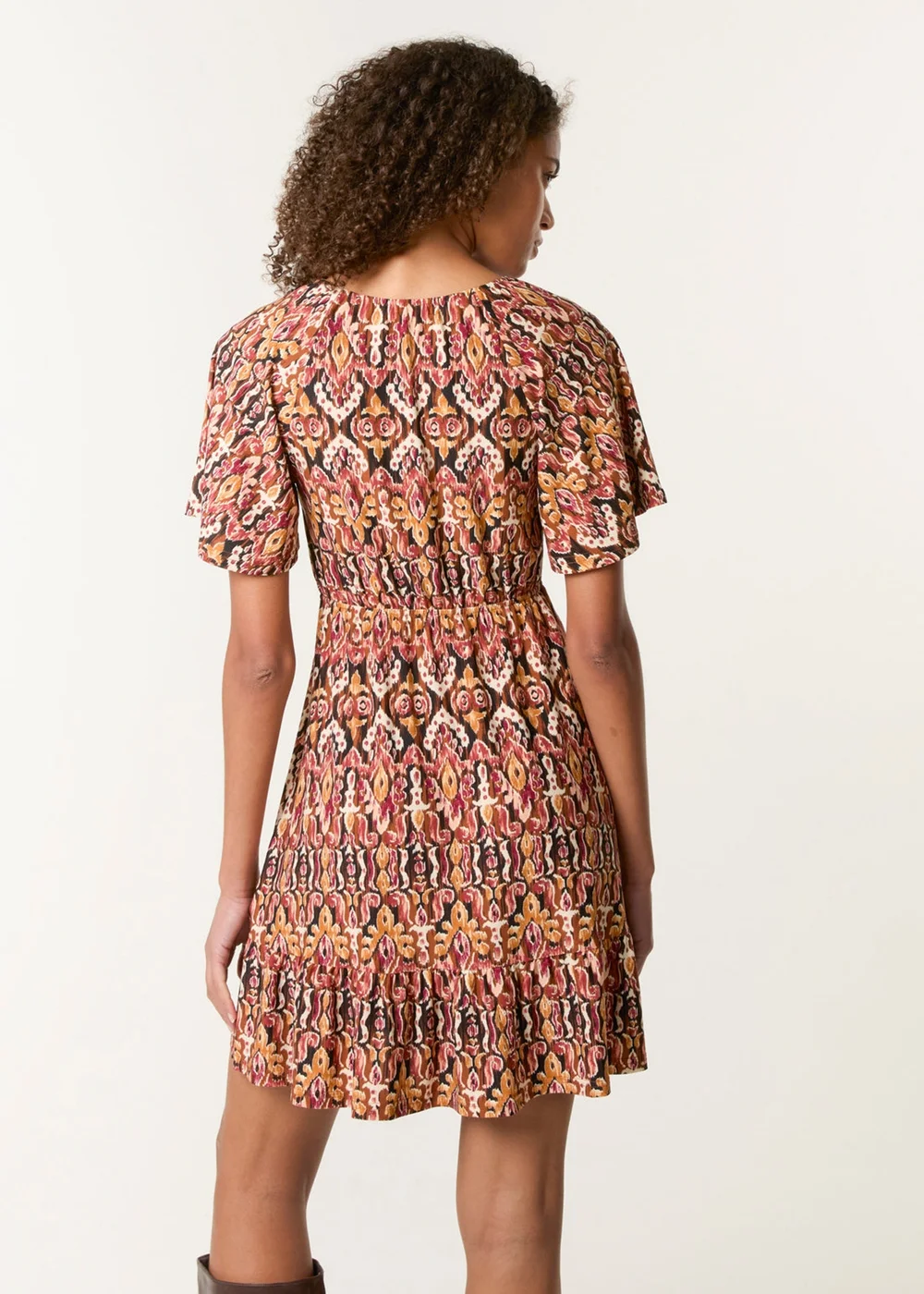 Blue Vanilla Black Button Through Elastic Waist & Neck Mini Dress - M/L Image 4
