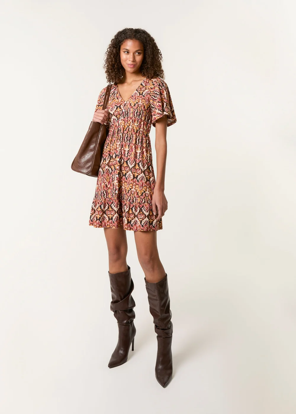 Blue Vanilla Black Button Through Elastic Waist & Neck Mini Dress - M/L Image 1