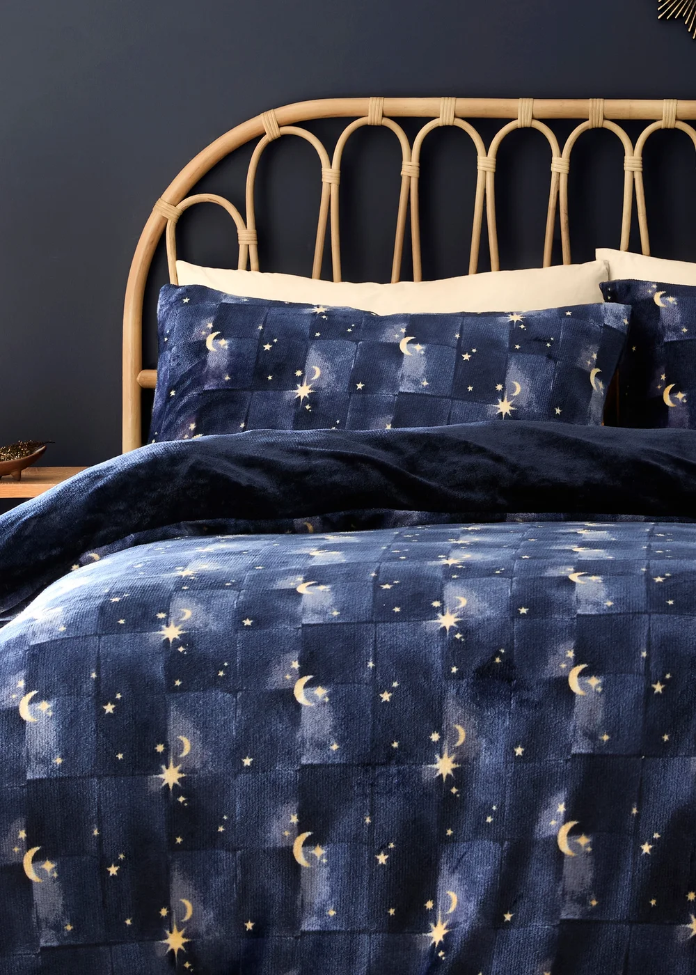 Fusion Cosmic Star Reversible Fleece Navy Duvet Cover Set - Single Image 2