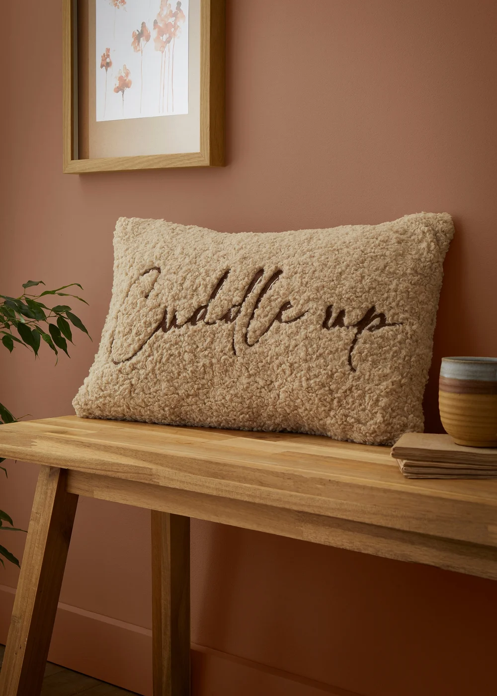 Fusion Cuddle up Cushion Fleece Natural Rectangular Filled Cushion - 30 x 50cm Image 1