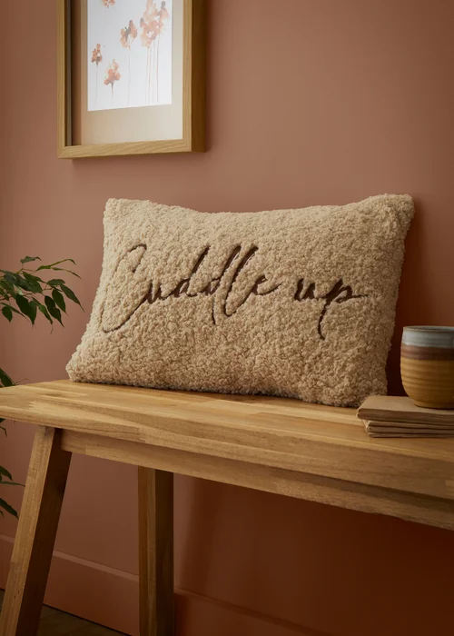 Fusion Cuddle up Cushion Fleece Natural Rectangular Filled Cushion - 30 x 50cm Image 1