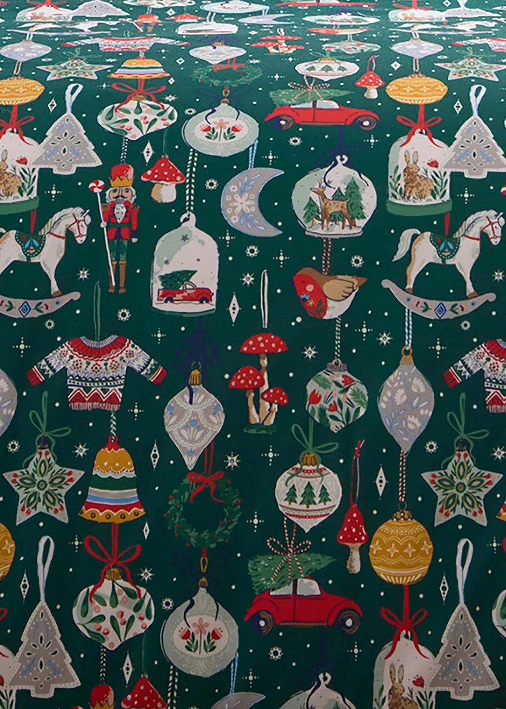 Fusion Christmas Ornaments Reversible Green Duvet Cover Set - Single Image 3