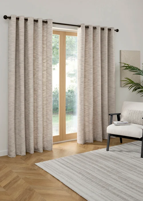 Curtina Talon Jacquard Heavyweight Grey Eyelet Curtains - 46W X 54D (117x137cm Image 1