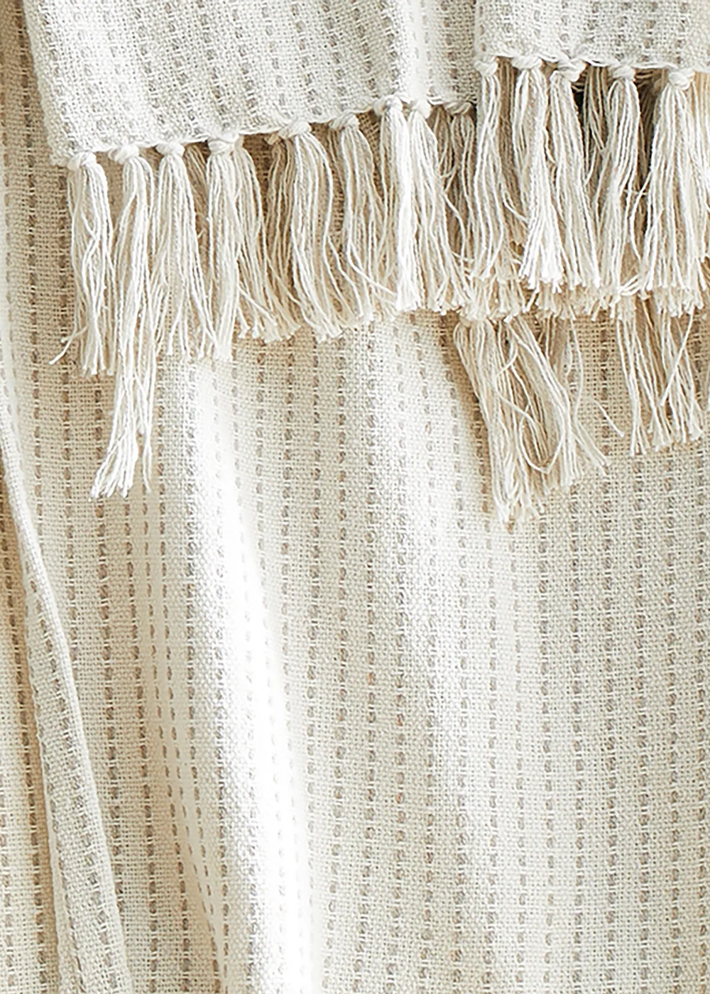 Drift Quinn Tasselled Cream Throw - 200 x 200cm Image 3