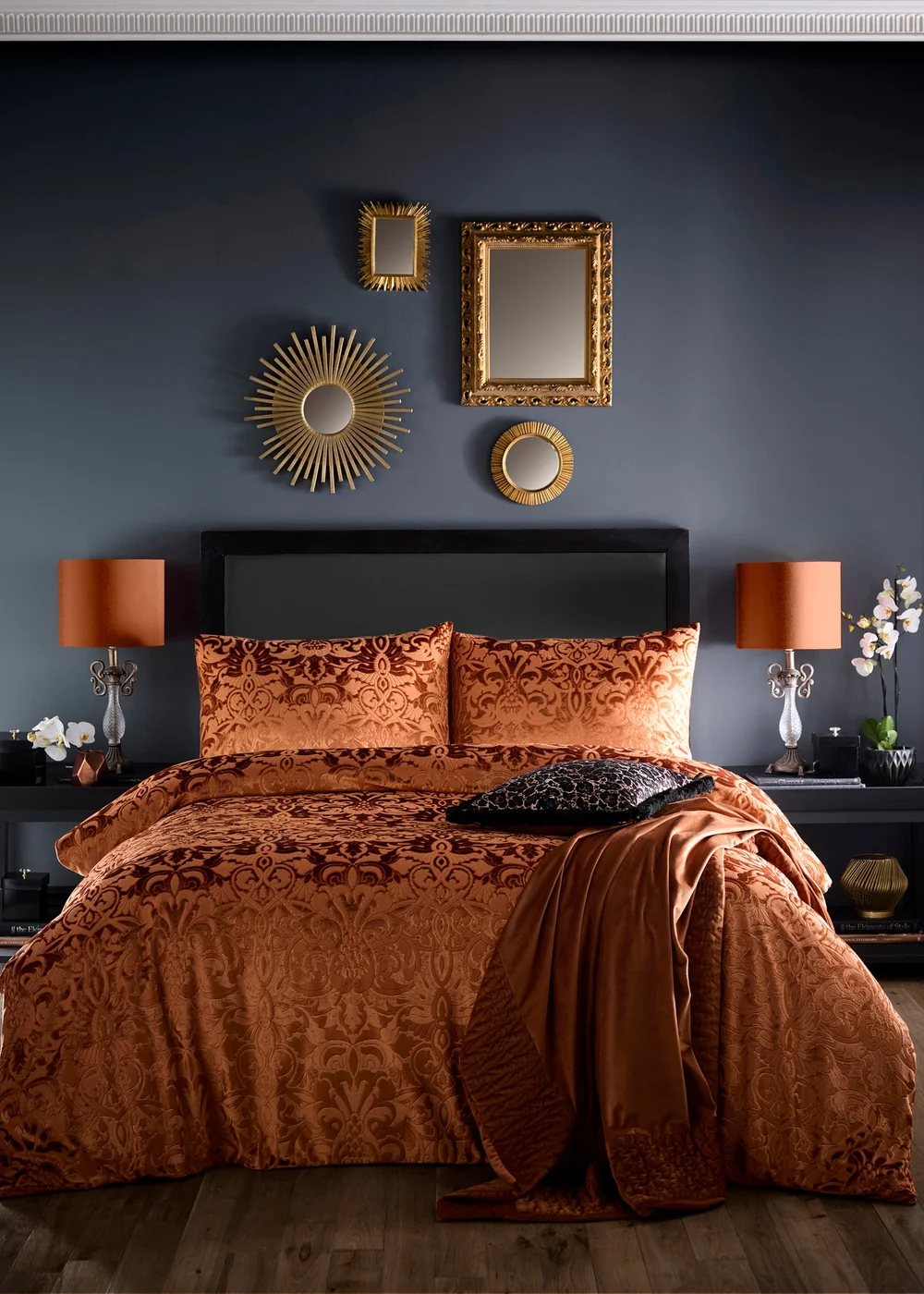 Laurence Llewelyn-Bowen Firenza Velvet Spice Duvet Cover Set - Double Image 4