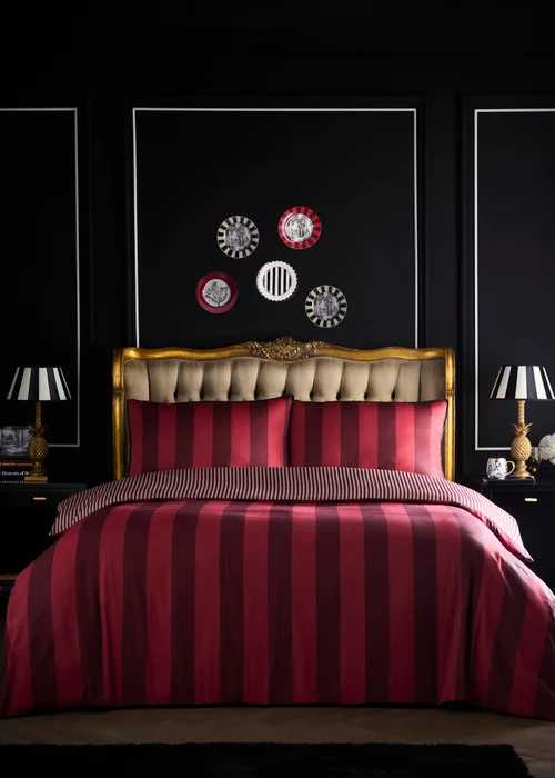 Laurence Llewelyn-Bowen Festivo Circus Stripe Red Duvet Cover Set - King Image 1