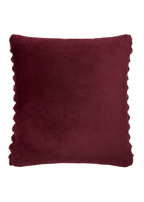 Appletree Morritz Soft Faux Fur Burgundy Filled Cushion - 43W X 43D Image 3