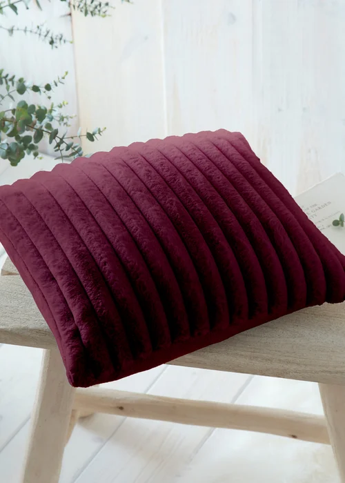Appletree Morritz Soft Faux Fur Burgundy Filled Cushion - 43W X 43D Image 1